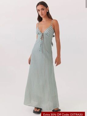 Peppermayo Flora Linen Maxi Dress - Coastal Stripe